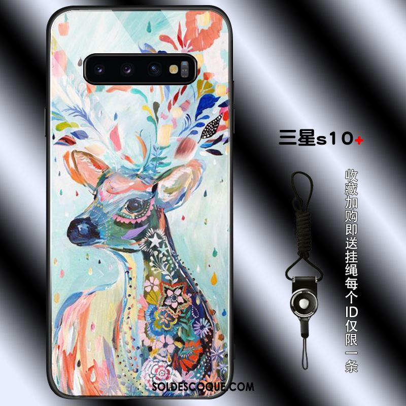 Coque Samsung Galaxy S10+ Jeunesse Bleu Verre Étoile Net Rouge Soldes