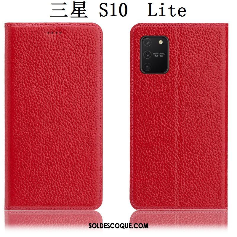 Coque Samsung Galaxy S10 Lite Cuir Véritable Protection Téléphone Portable Modèle Fleurie Litchi Soldes