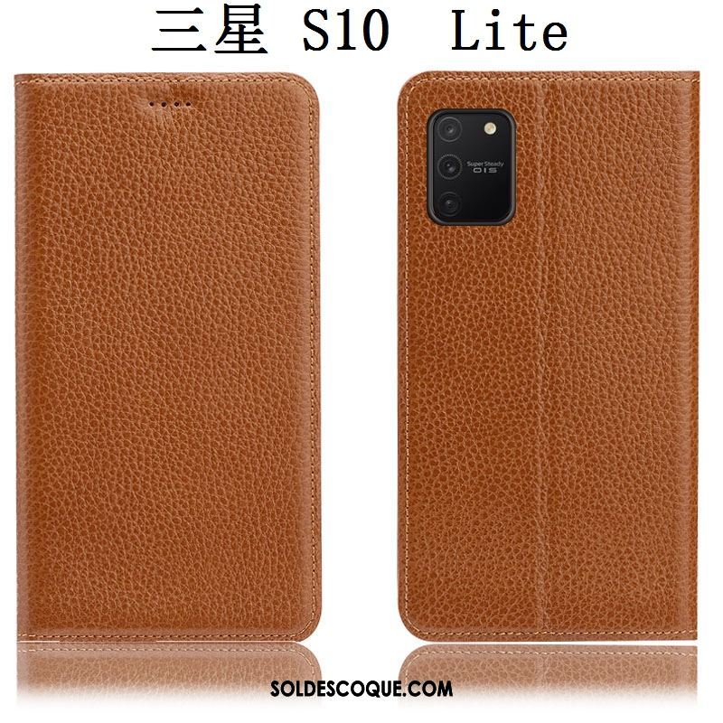 Coque Samsung Galaxy S10 Lite Cuir Véritable Protection Téléphone Portable Modèle Fleurie Litchi Soldes