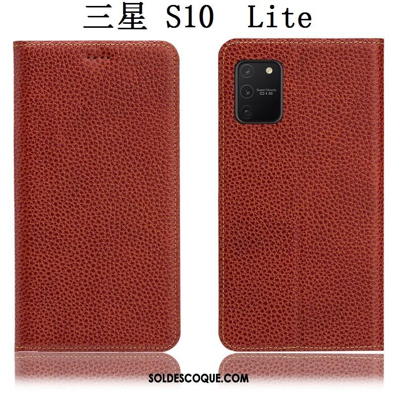 Coque Samsung Galaxy S10 Lite Cuir Véritable Protection Téléphone Portable Modèle Fleurie Litchi Soldes