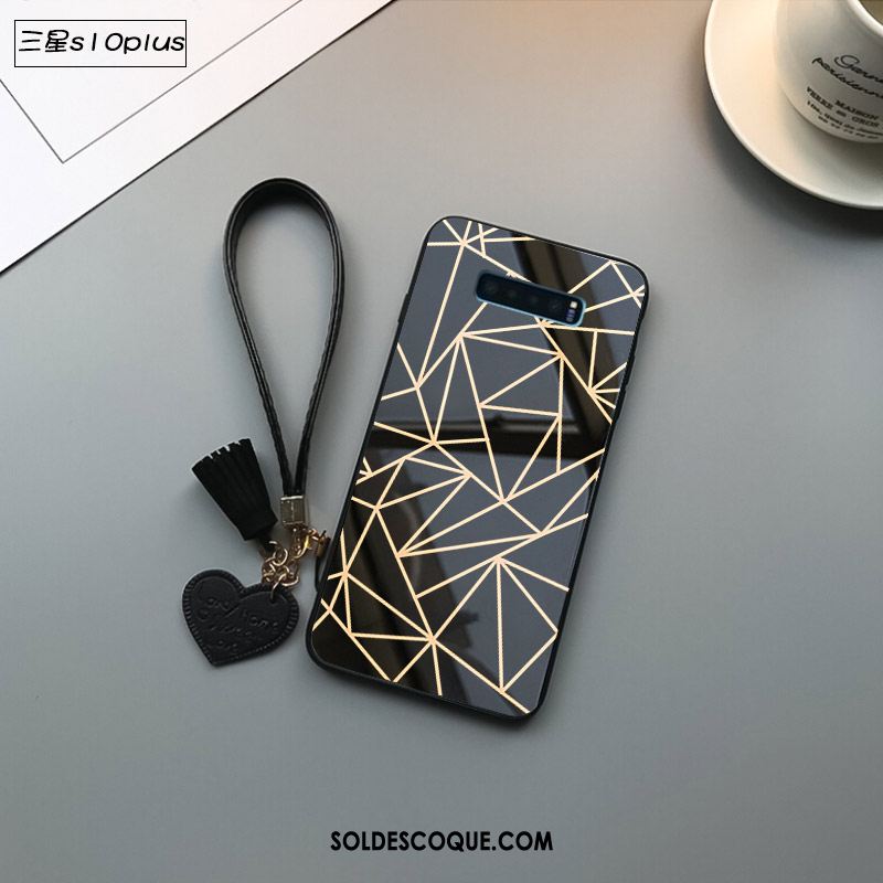 Coque Samsung Galaxy S10+ Losange Verre Tout Compris Incassable Personnalité Soldes