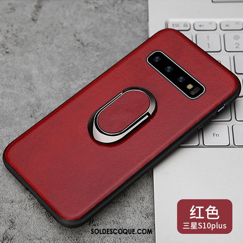 Coque Samsung Galaxy S10+ Luxe Élégant Cuir Véritable Étui Business Pas Cher