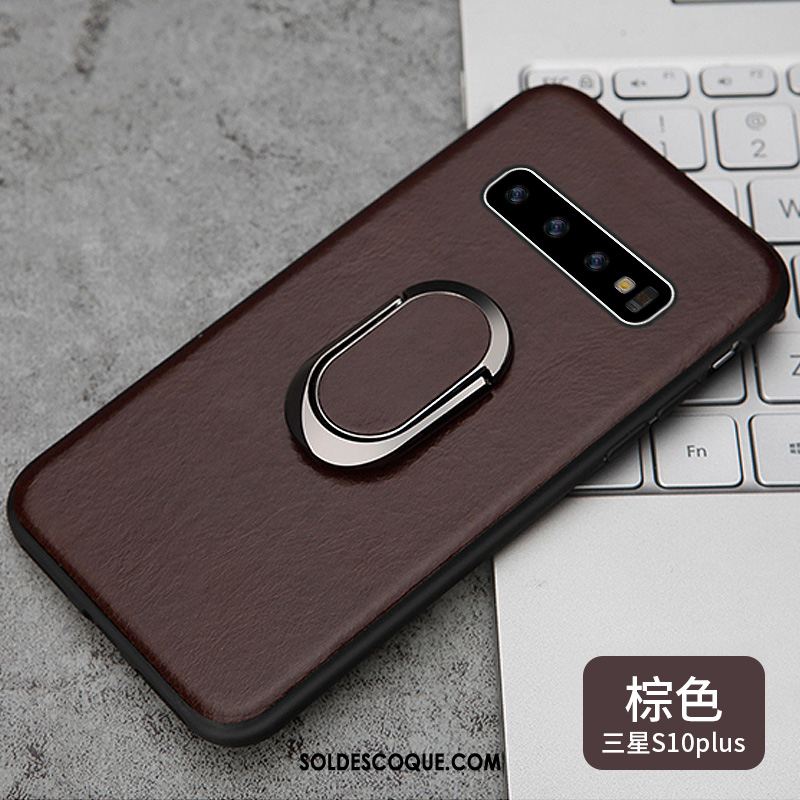 Coque Samsung Galaxy S10+ Luxe Élégant Cuir Véritable Étui Business Pas Cher