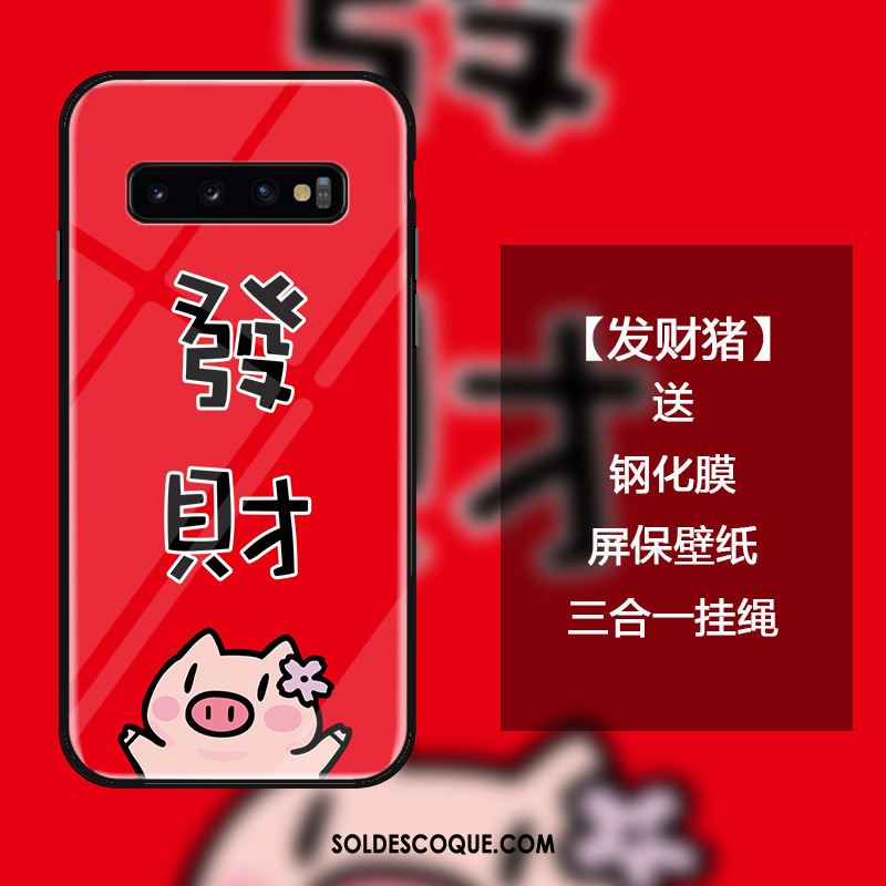 Coque Samsung Galaxy S10 Personnalité Marque De Tendance Verre Trempé Ornements Suspendus Tout Compris Pas Cher