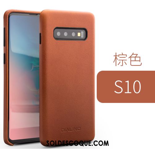 Coque Samsung Galaxy S10 Protection Business Cuir Véritable Étoile Téléphone Portable En Ligne