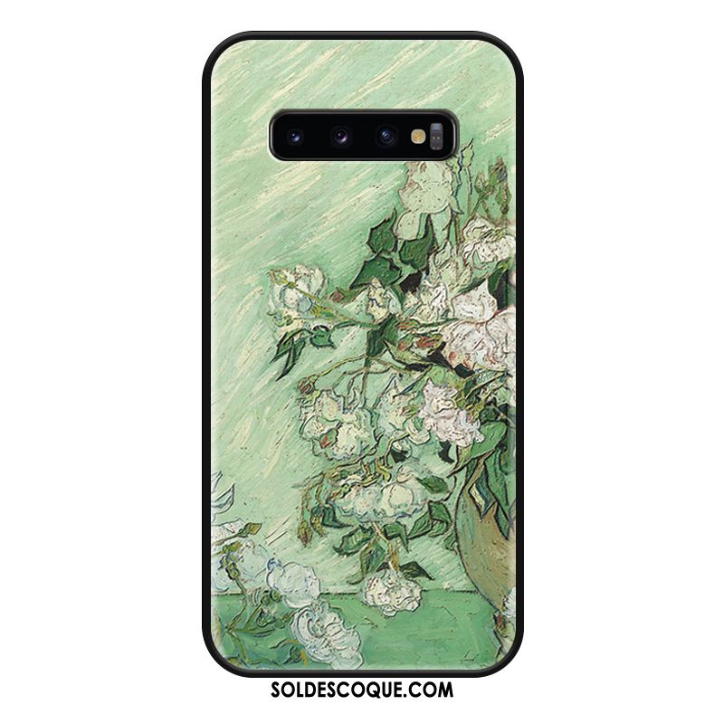 Coque Samsung Galaxy S10 Tendance Créatif Blanc Gaufrage Peinture À L'huile En Ligne