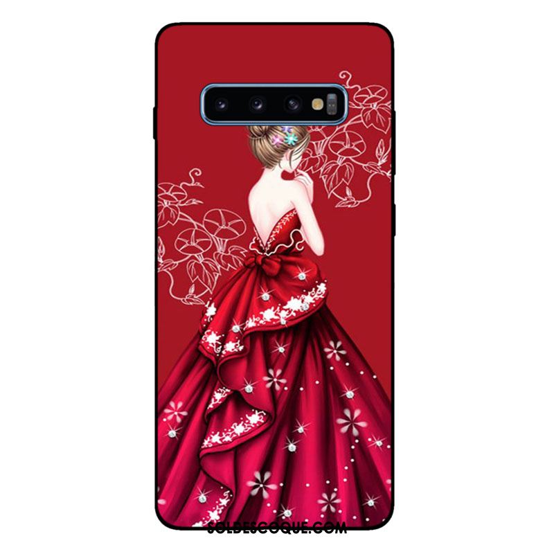 Coque Samsung Galaxy S10+ Tout Compris Rouge Fluide Doux Silicone Mode Soldes