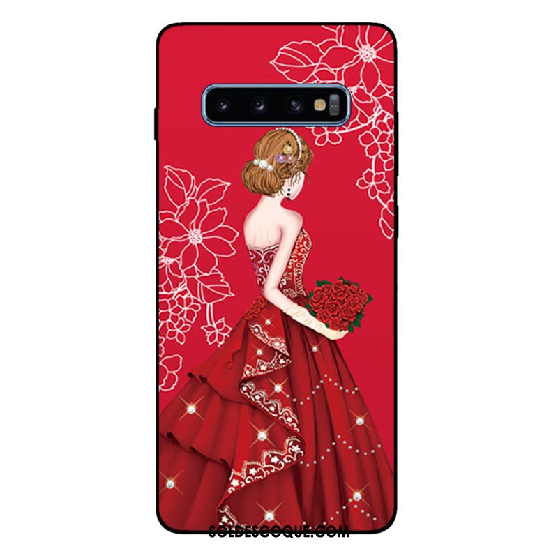 Coque Samsung Galaxy S10+ Tout Compris Rouge Fluide Doux Silicone Mode Soldes