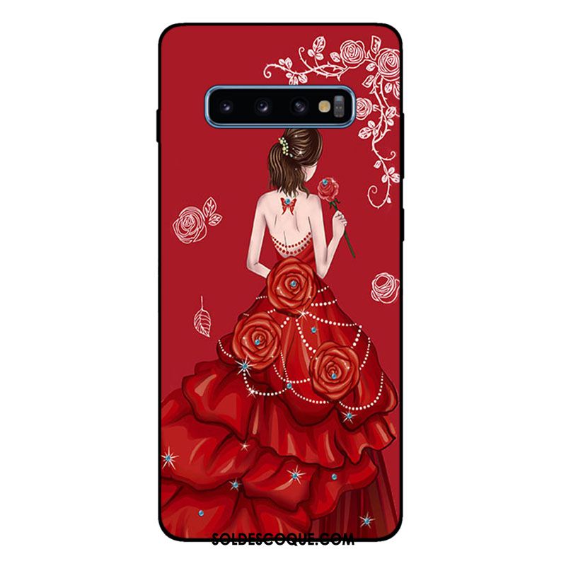 Coque Samsung Galaxy S10+ Tout Compris Rouge Fluide Doux Silicone Mode Soldes