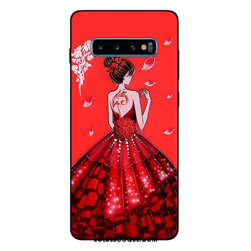 Coque Samsung Galaxy S10+ Tout Compris Rouge Fluide Doux Silicone Mode Soldes