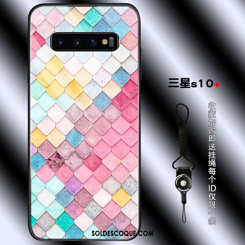 Coque Samsung Galaxy S10+ Tout Compris Téléphone Portable Losange Silicone Net Rouge Pas Cher