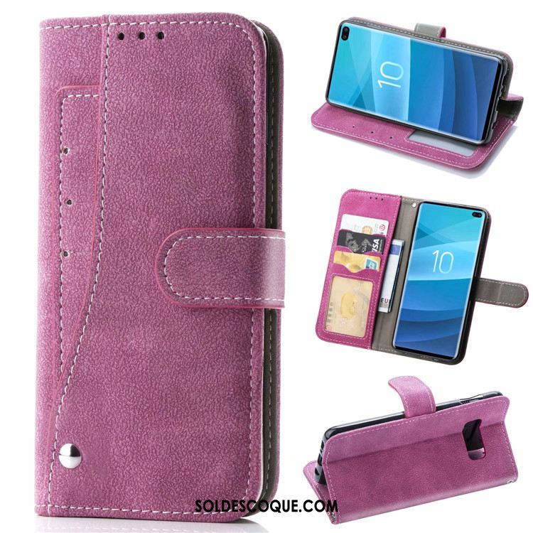 Coque Samsung Galaxy S10+ Téléphone Portable Délavé En Daim Incassable Étui En Cuir Étoile Soldes