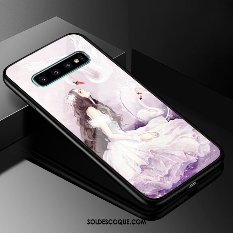 Coque Samsung Galaxy S10+ Verre Créatif Téléphone Portable Noir Protection En Ligne