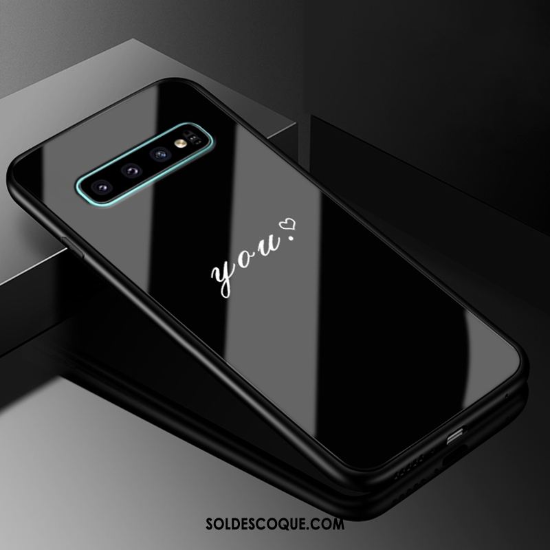 Coque Samsung Galaxy S10+ Verre Créatif Téléphone Portable Noir Protection En Ligne