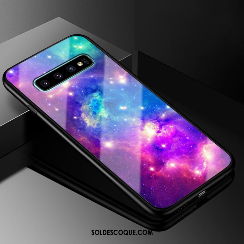 Coque Samsung Galaxy S10+ Verre Créatif Téléphone Portable Noir Protection En Ligne