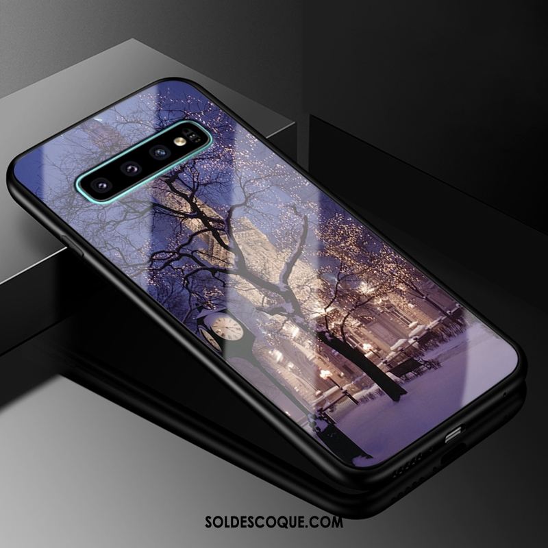 Coque Samsung Galaxy S10+ Verre Créatif Téléphone Portable Noir Protection En Ligne
