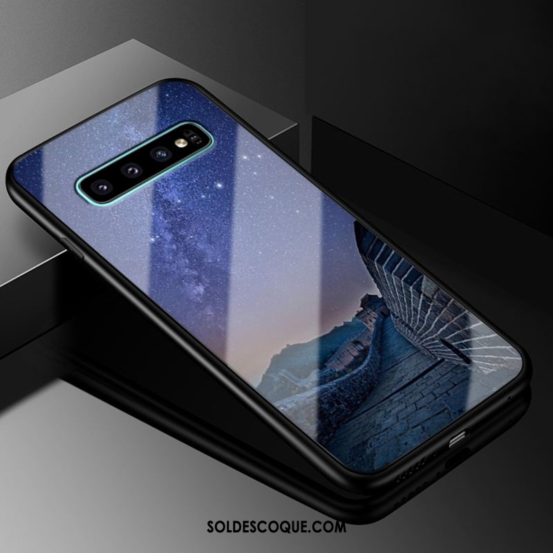 Coque Samsung Galaxy S10+ Verre Créatif Téléphone Portable Noir Protection En Ligne