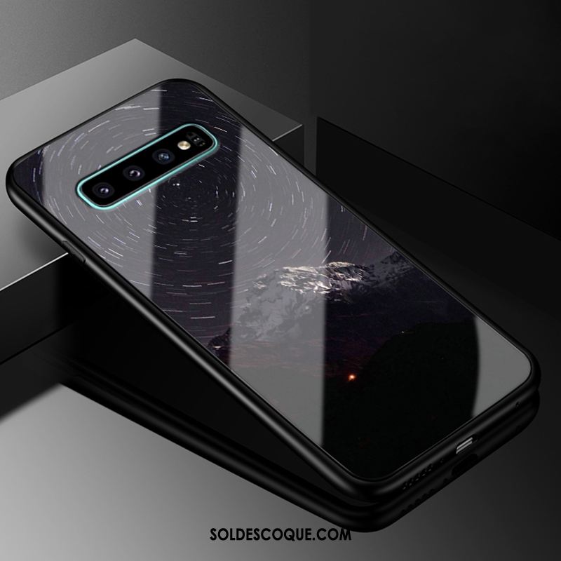 Coque Samsung Galaxy S10+ Verre Créatif Téléphone Portable Noir Protection En Ligne