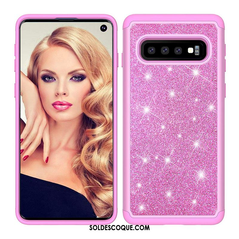 Coque Samsung Galaxy S10+ Violet Protection Rose Cuir Incassable Soldes