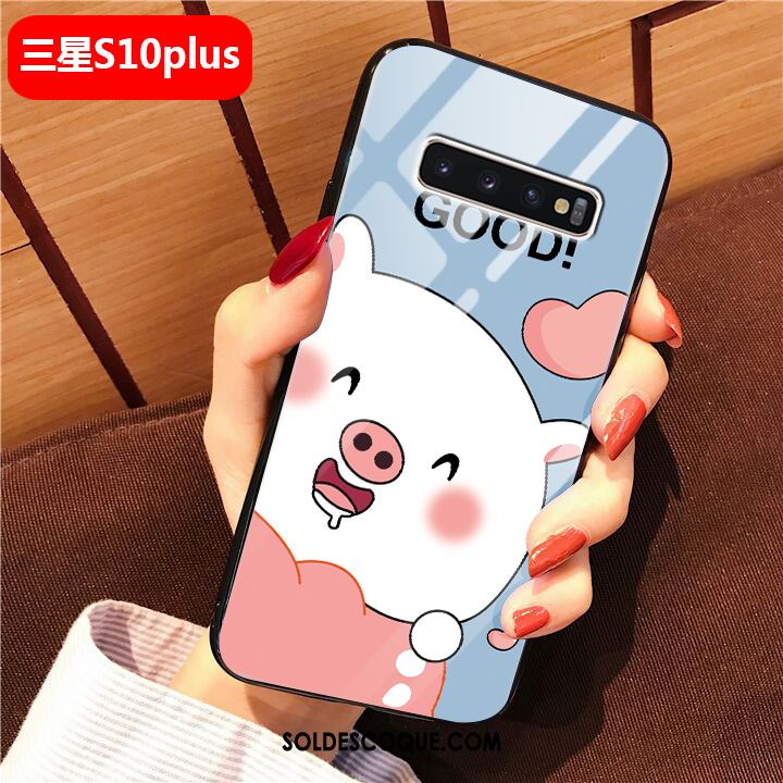 Coque Samsung Galaxy S10+ Étoile Difficile Protection Net Rouge Silicone Pas Cher