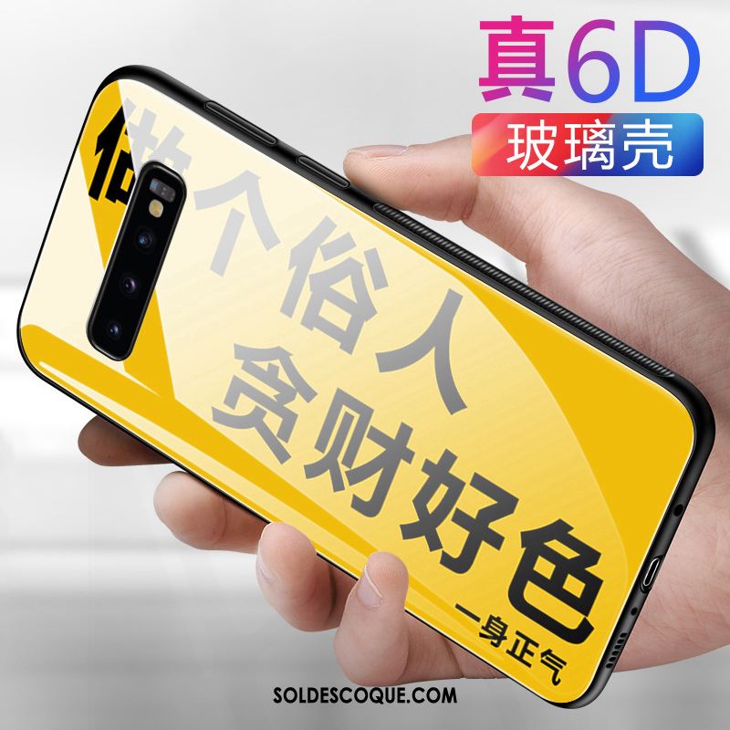 Coque Samsung Galaxy S10 Étoile Téléphone Portable Verre Marque De Tendance Jaune En Vente