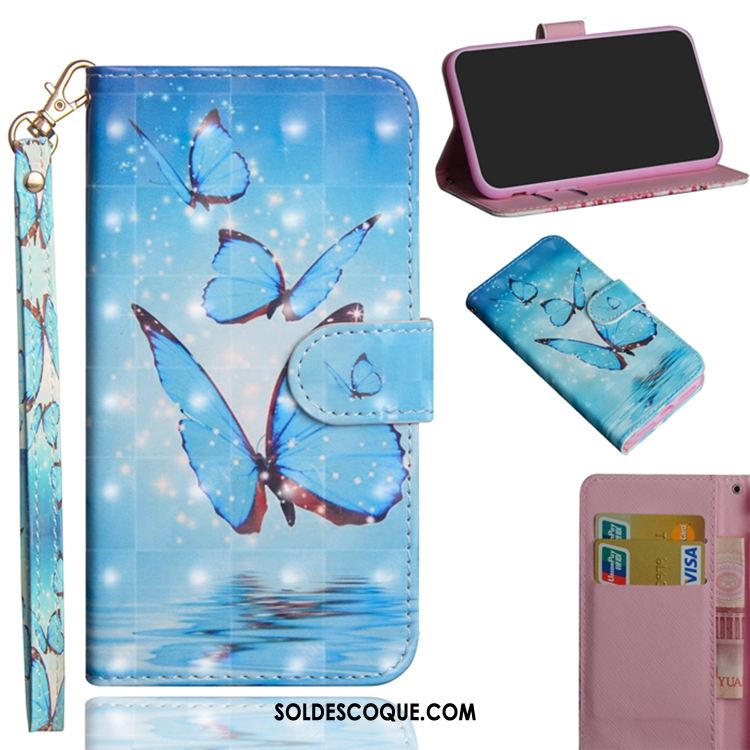 Coque Samsung Galaxy S10+ Étui En Cuir Tendance Bleu Portefeuille Étoile Pas Cher