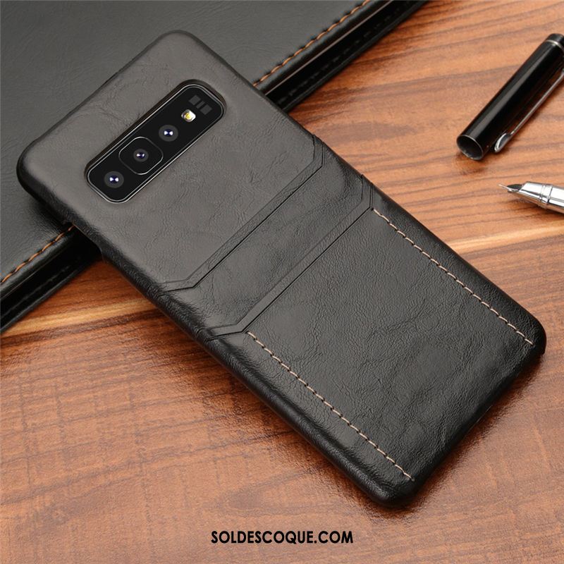 Coque Samsung Galaxy S10+ Étui En Cuir Téléphone Portable Noir Incassable Jeunesse En Vente