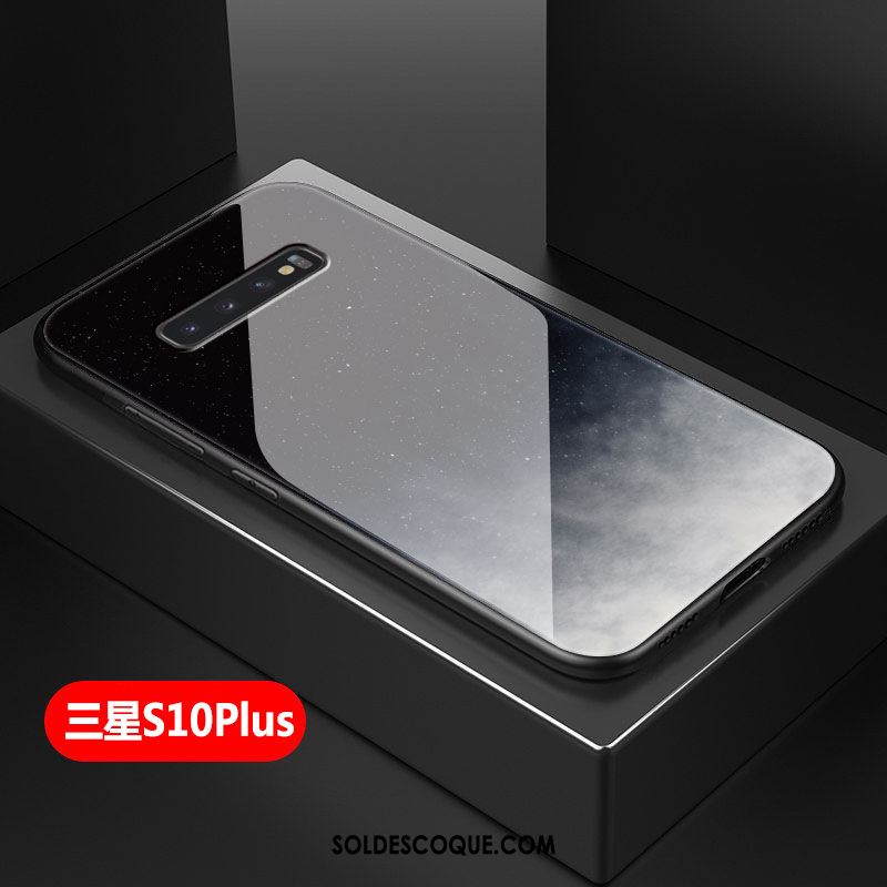 Coque Samsung Galaxy S10+ Étui Noir Verre Étoile Ciel Étoilé Soldes