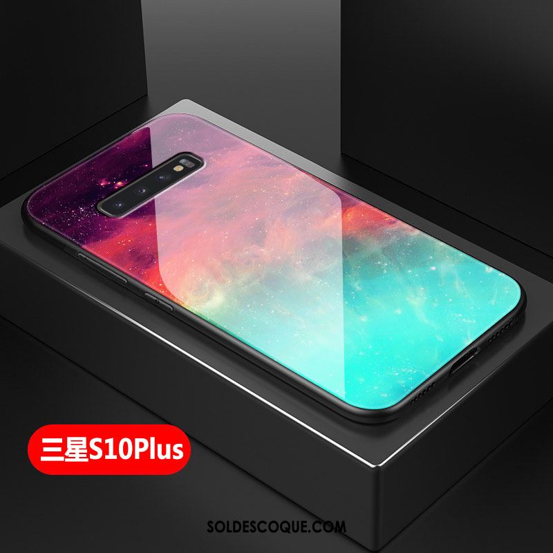 Coque Samsung Galaxy S10+ Étui Noir Verre Étoile Ciel Étoilé Soldes