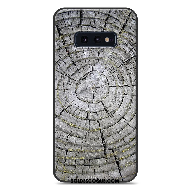 Coque Samsung Galaxy S10e Fluide Doux Téléphone Portable Grain De Bois Étoile Tendance Soldes