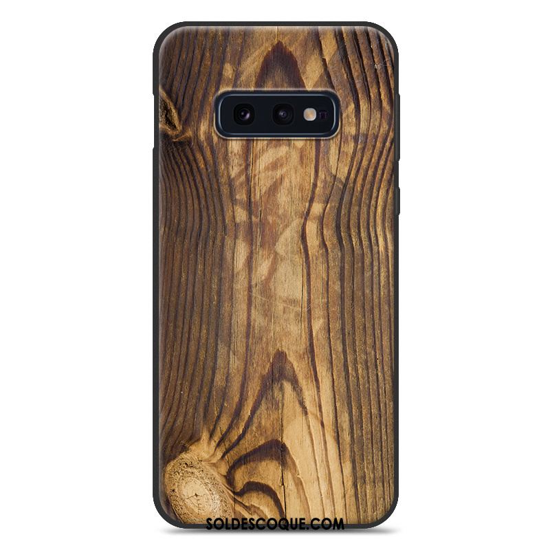 Coque Samsung Galaxy S10e Fluide Doux Téléphone Portable Grain De Bois Étoile Tendance Soldes