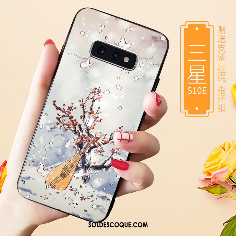 Coque Samsung Galaxy S10e Gaufrage Étoile Net Rouge Protection Personnalité Housse Pas Cher