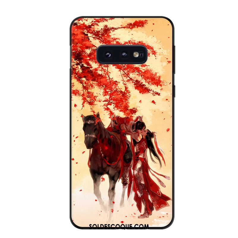 Coque Samsung Galaxy S10e Vintage Rouge Délavé En Daim Tendance Étoile En Vente