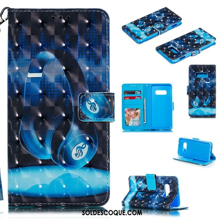 Coque Samsung Galaxy S10e Étoile Téléphone Portable Tendance Étui En Cuir Bleu Pas Cher