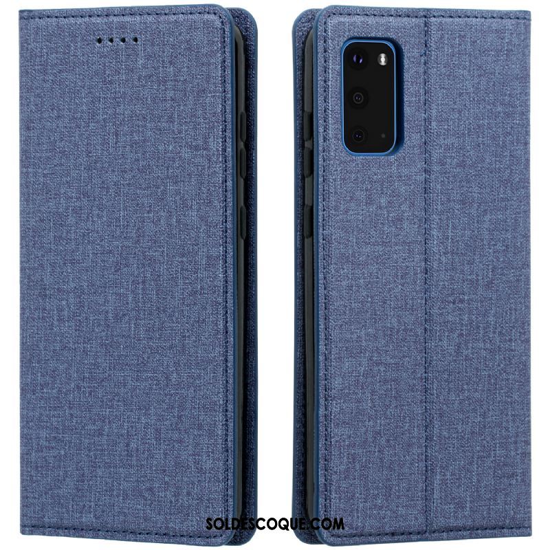 Coque Samsung Galaxy S20 Bleu Étoile Modèle Fleurie Étui En Cuir Tissu En Vente