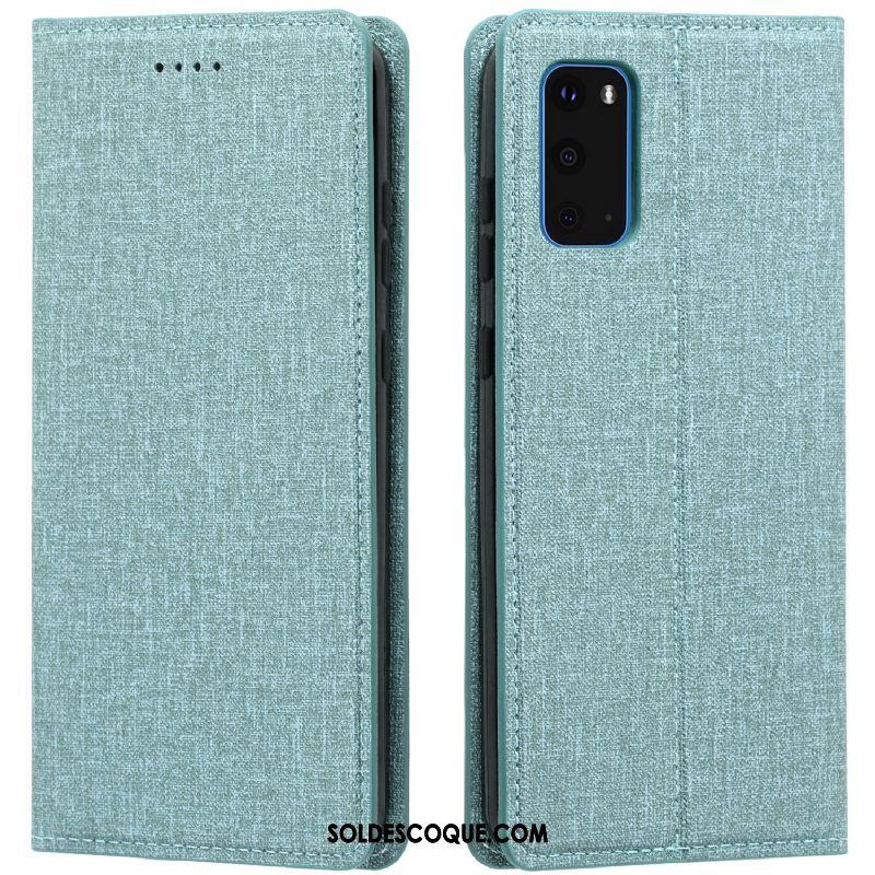 Coque Samsung Galaxy S20 Bleu Étoile Modèle Fleurie Étui En Cuir Tissu En Vente
