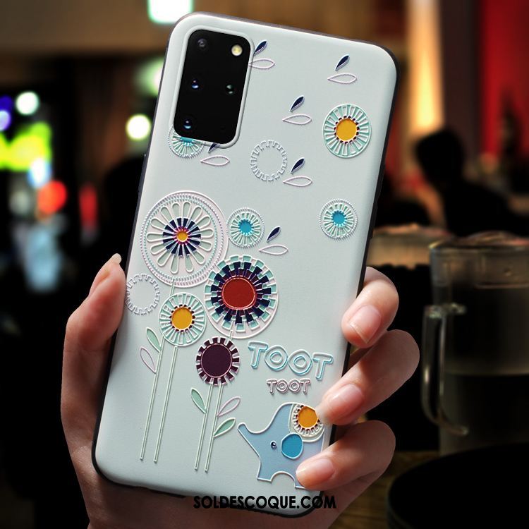 Coque Samsung Galaxy S20+ Personnalité Délavé En Daim Étui Dessin Animé Jaune Pas Cher