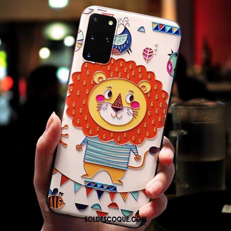 Coque Samsung Galaxy S20+ Personnalité Délavé En Daim Étui Dessin Animé Jaune Pas Cher