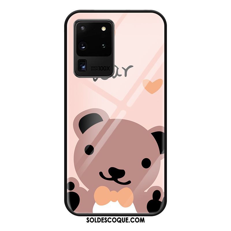 Coque Samsung Galaxy S20 Ultra Charmant Verre Étui Dessin Animé Cœur En Vente