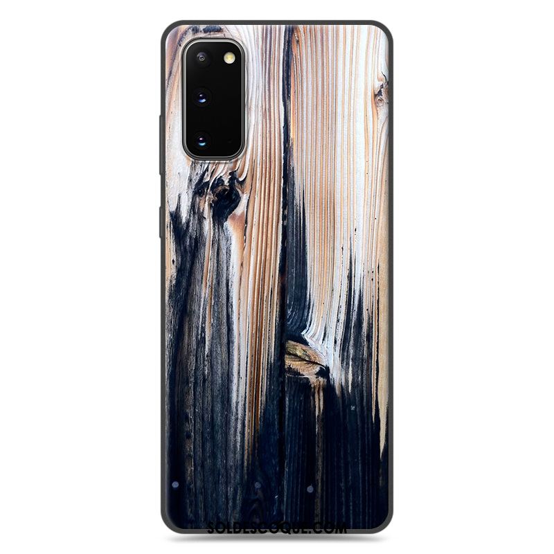 Coque Samsung Galaxy S20 Étoile Délavé En Daim Fluide Doux Grain De Bois Téléphone Portable Pas Cher