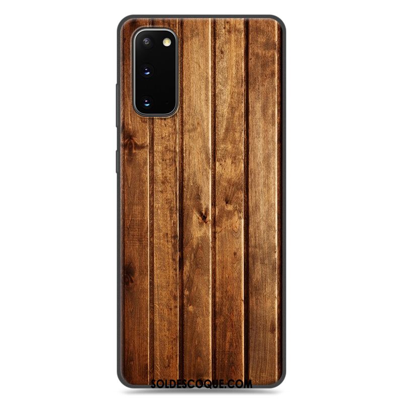 Coque Samsung Galaxy S20 Étoile Délavé En Daim Fluide Doux Grain De Bois Téléphone Portable Pas Cher