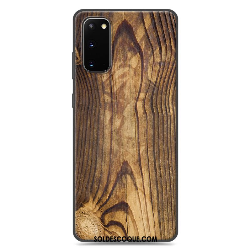 Coque Samsung Galaxy S20 Étoile Délavé En Daim Fluide Doux Grain De Bois Téléphone Portable Pas Cher