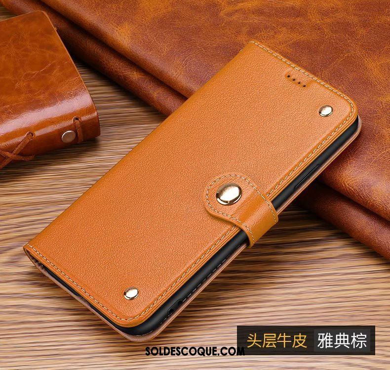 Coque Samsung Galaxy S20+ Étui En Cuir Marron Cuir Véritable Carte Téléphone Portable Pas Cher