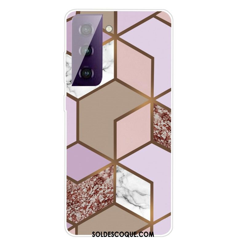 Coque Samsung Galaxy S21 5G Marbre Géométrique