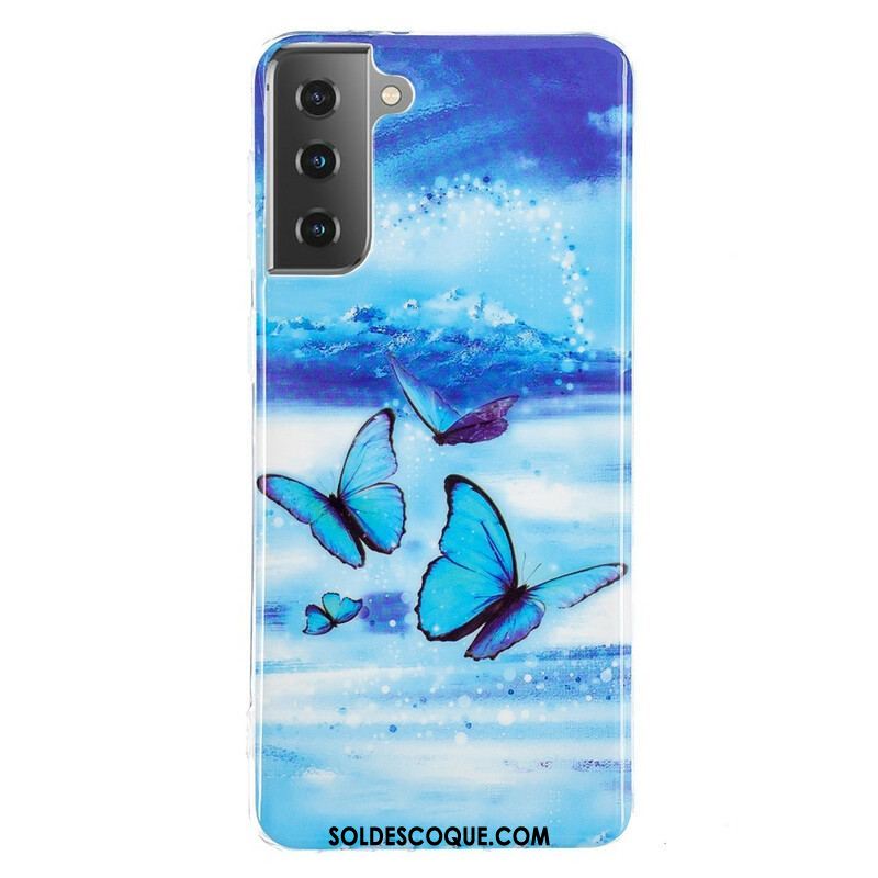 Coque Samsung Galaxy S21 5G Série Papillons Fluorescente