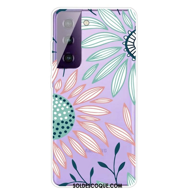 Coque Samsung Galaxy S21 5G Transparente Une Fleur