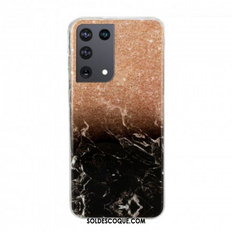 Coque Samsung Galaxy S21 Ultra 5G Marbre Paillettes Dégradés