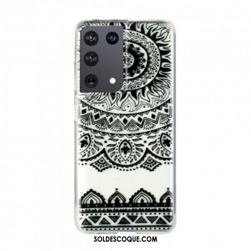 Coque Samsung Galaxy S21 Ultra 5G Transparente Fleur Mandala