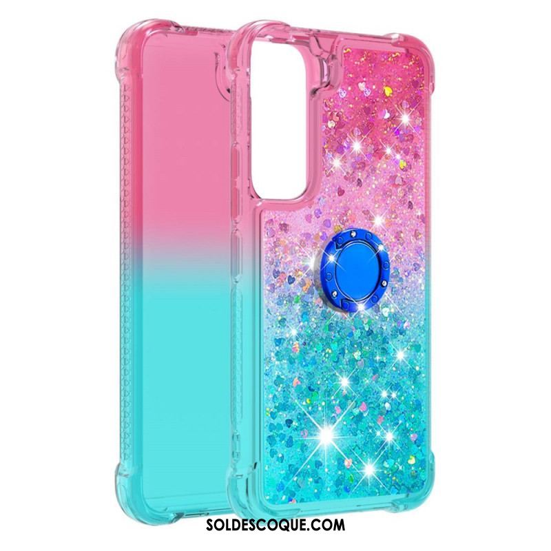 Coque Samsung Galaxy S22 5G Paillettes Anneau-Support