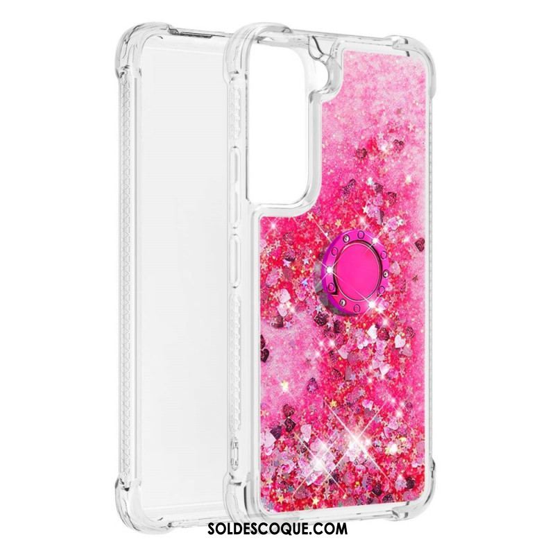 Coque Samsung Galaxy S22 5G Paillettes avec Anneau-Support